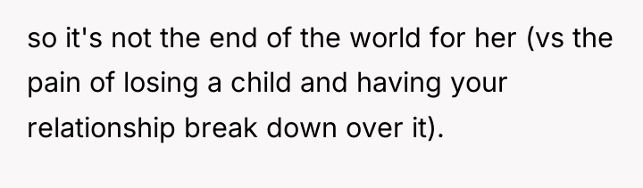 so it's not the end of the world for her...