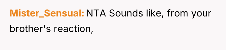 Mister_Sensual NTA Sounds like, from your brother's reaction,
