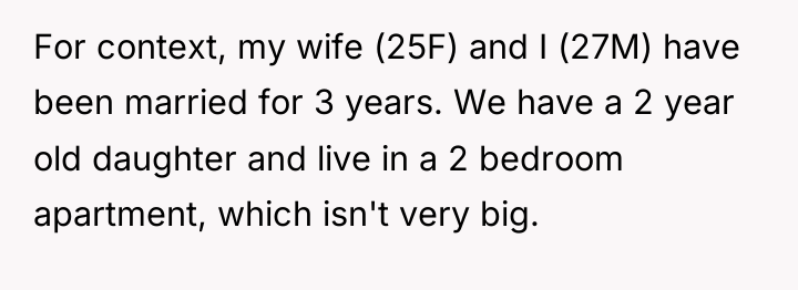 For context, my wife (25F) and I (27M) have been...