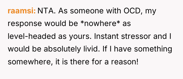 raamsi NTA. As someone with OCD, my response would be...