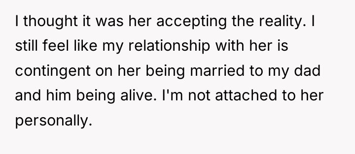 I thought it was her accepting the reality. I still...