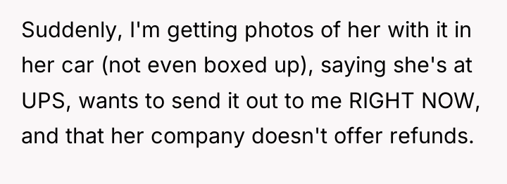 Suddenly, I'm getting photos of her with it in her...