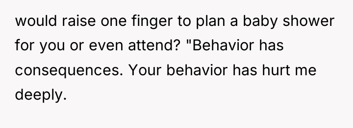 would raise one finger to plan a baby shower for...