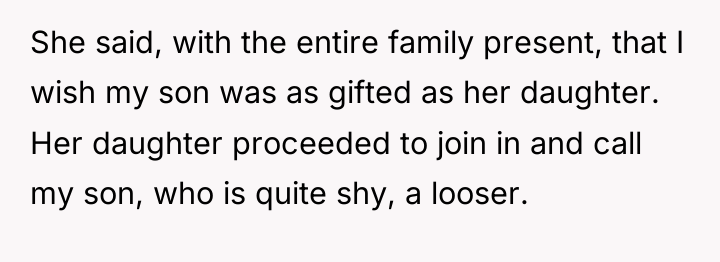 She said, with the entire family present, that I wish...