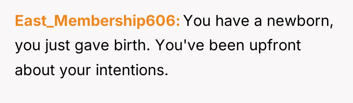 East_Membership606 You have a newborn, you just gave birth. You've...
