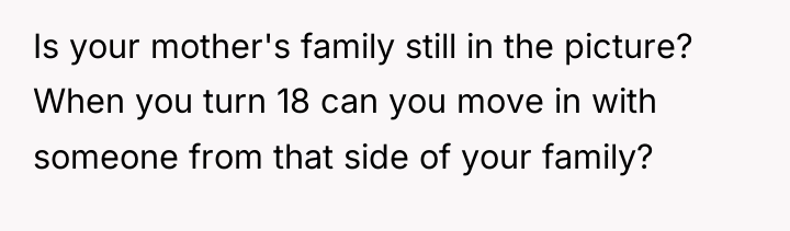 Is your mother's family still in the picture? When you...