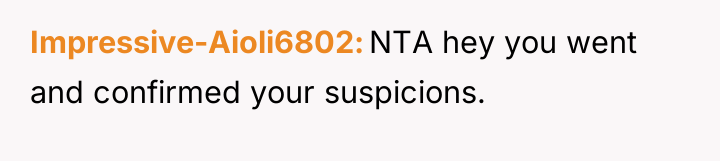 Impressive-Aioli6802 NTA hey you went and confirmed your suspicions.