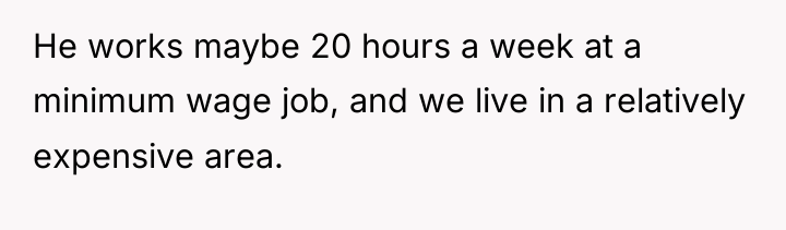 He works maybe 20 hours a week at a minimum...