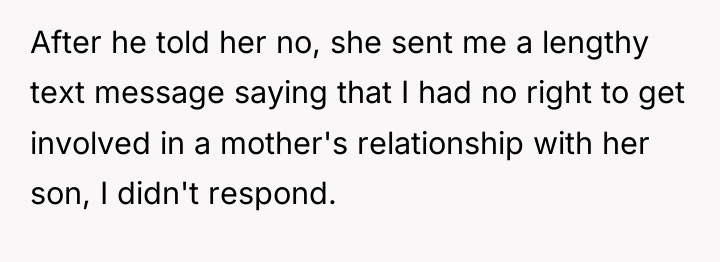 After he told her no, she sent me a lengthy...