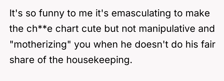 It's so funny to me it's emasculating to make the...