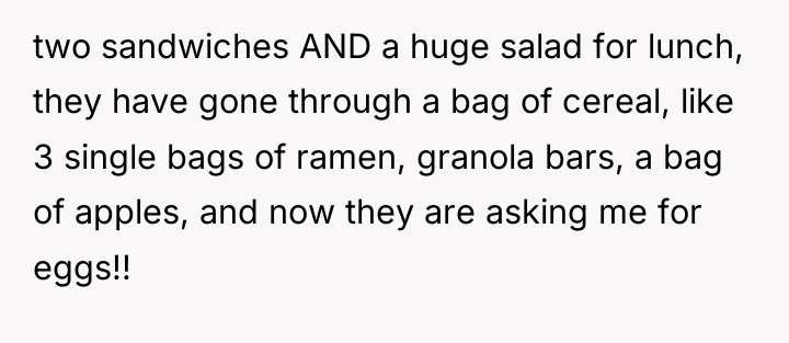 two sandwiches AND a huge salad for lunch, they have...