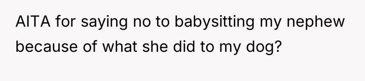 AITA for saying no to babysitting my nephew because of...