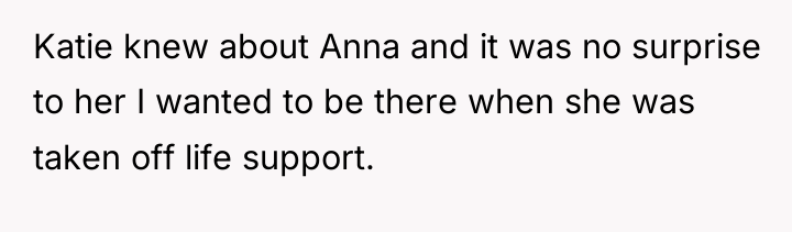 Katie knew about Anna and it was no surprise to...