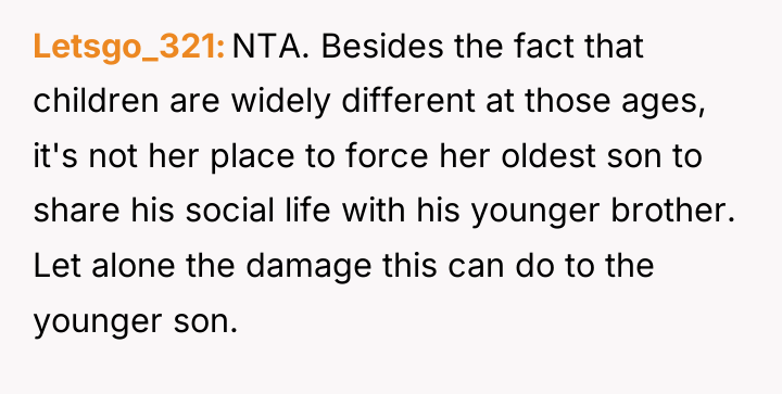 Letsgo_321 NTA. Besides the fact that children are widely different...