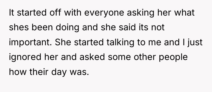It started off with everyone asking her what shes been...