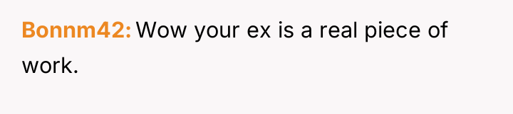 Bonnm42 Wow your ex is a real piece of work.