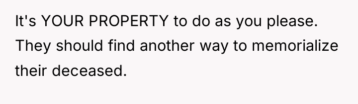 It's YOUR PROPERTY to do as you please. They should...