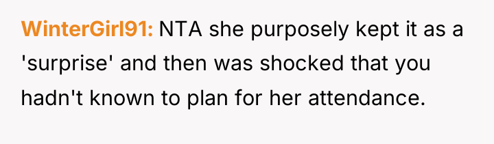 WinterGirl91 NTA she purposely kept it as a 'surprise' and...