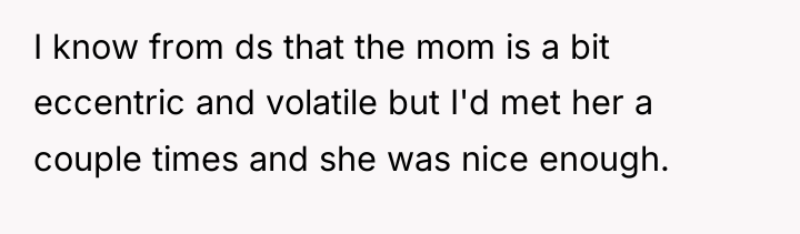 I know from ds that the mom is a bit...