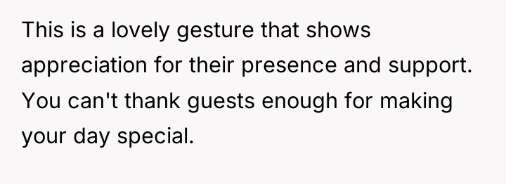 This is a lovely gesture that shows appreciation for their...