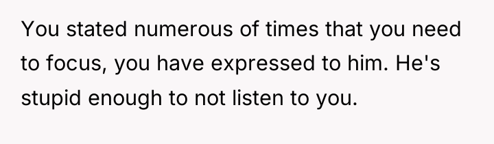 You stated numerous of times that you need to focus,...