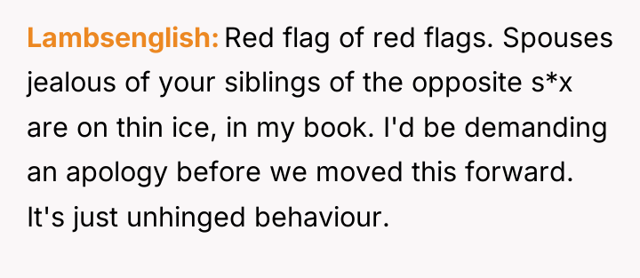 Lambsenglish Red flag of red flags. Spouses jealous of your...