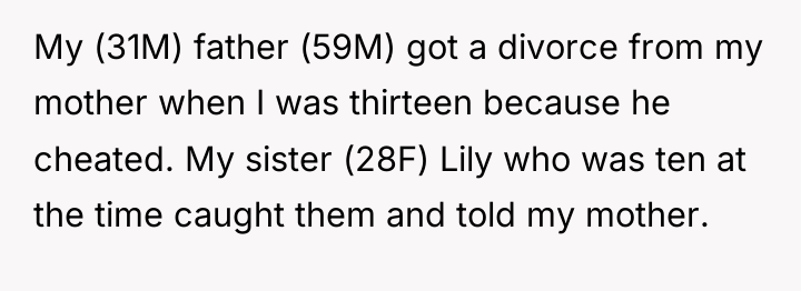 My (31M) father (59M) got a divorce from my mother...