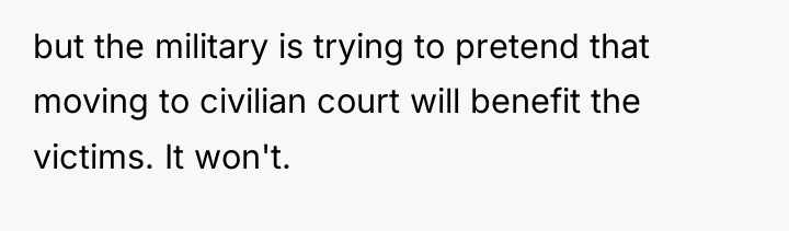 but the military is trying to pretend that moving to...