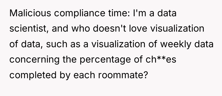 Malicious compliance time: I'm a data scientist, and who doesn't...