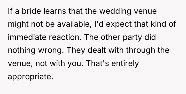 If a bride learns that the wedding venue might not...