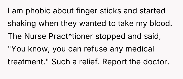 I am phobic about finger sticks and started shaking when...