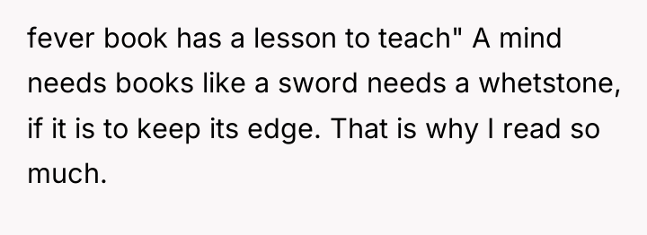 fever book has a lesson to teach" A mind needs...