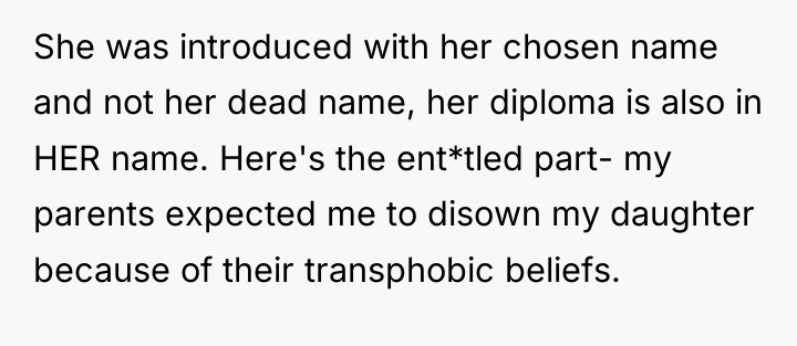 She was introduced with her chosen name and not her...