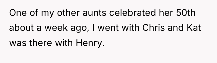 One of my other aunts celebrated her 50th about a...