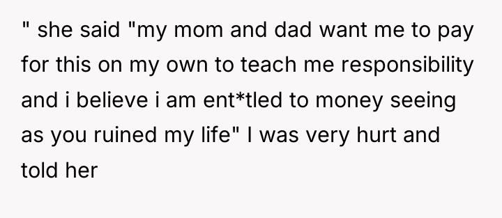 " she said "my mom and dad want me to...
