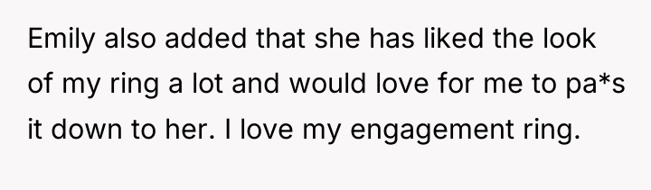 Emily also added that she has liked the look of...
