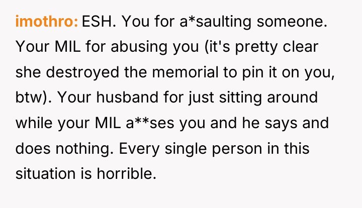 imothro ESH. You for a*saulting someone. Your MIL for abusing...