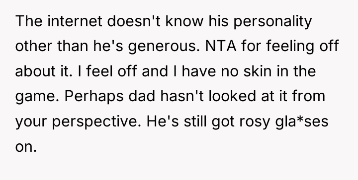 The internet doesn't know his personality other than he's generous....