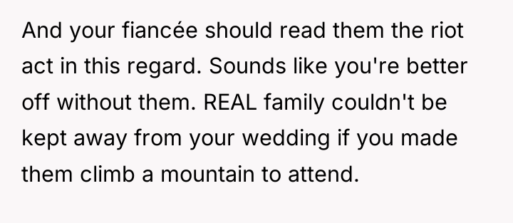 And your fiancée should read them the riot act in...