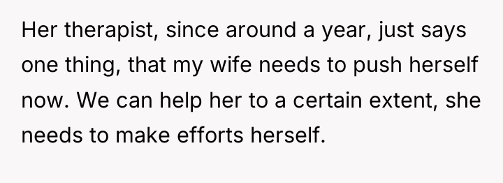 Her therapist, since around a year, just says one thing,...