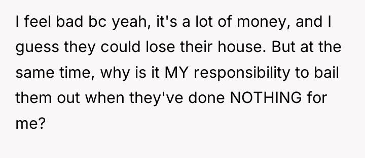 I feel bad bc yeah, it's a lot of money,...