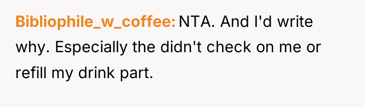 Bibliophile_w_coffee NTA. And I'd write why. Especially the didn't check...