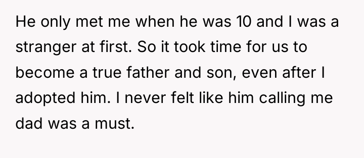 He only met me when he was 10 and I...