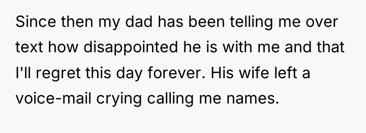Since then my dad has been telling me over text...