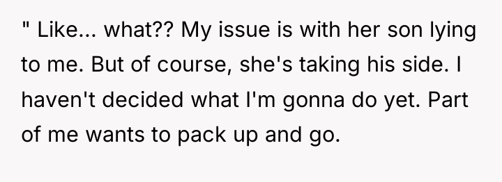 " Like... what?? My issue is with her son lying...