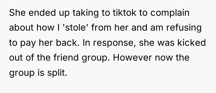 She ended up taking to tiktok to complain about how...