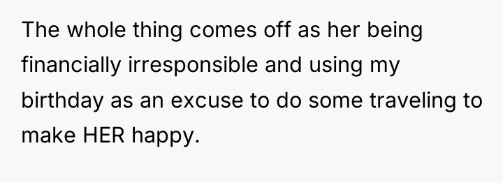 The whole thing comes off as her being financially irresponsible...