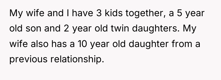 My wife and I have 3 kids together, a 5...