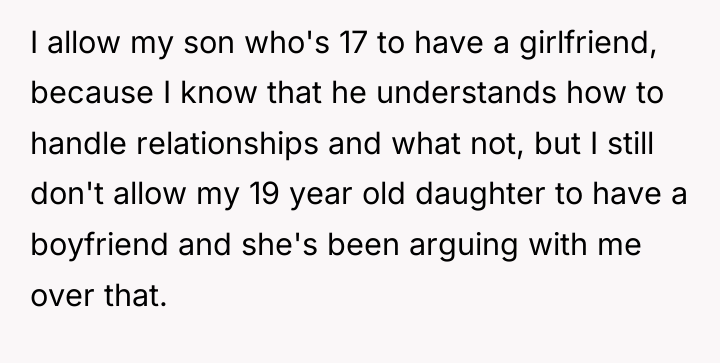 I allow my son who's 17 to have a girlfriend,...