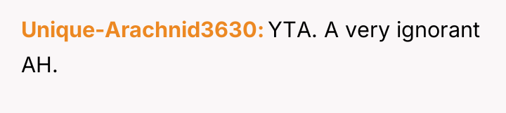Unique-Arachnid3630 YTA. A very ignorant AH.